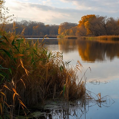 Autumn Reeds by Lakeside