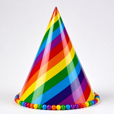Rainbow Party Hat with Beads