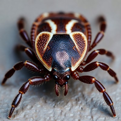 Closeup of brown tick arachnid