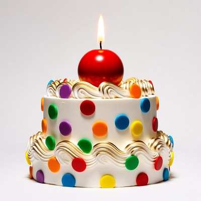 Two-layer birthday cake with candle