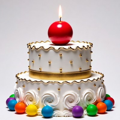 Two-Tier Birthday Cake with Candle