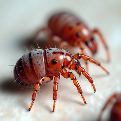 Red Mite on White Background
