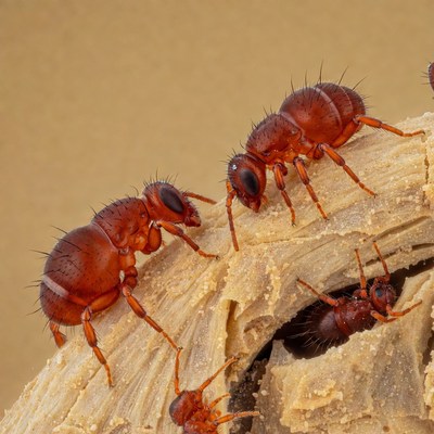 Red ants on wood