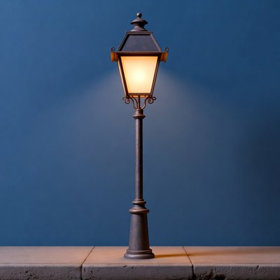 Vintage Street Lamp on Stone Base