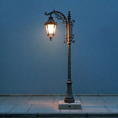 Vintage Street Lamp at Night