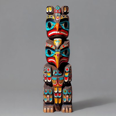 Colorful Totem Pole Sculpture