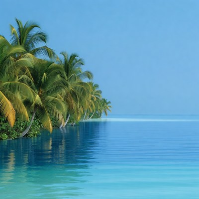 Palm Trees on Tropical Blue Lagoon