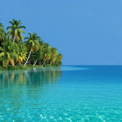 Tropical Palm Trees on Turquoise Beach
