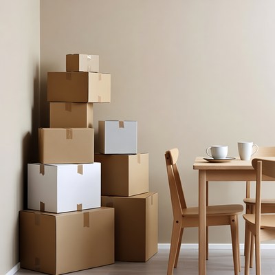 Stack of Cardboard Boxes in Corner
