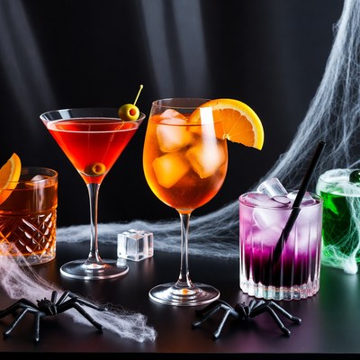 Halloween Cocktails on Spider Web Table
