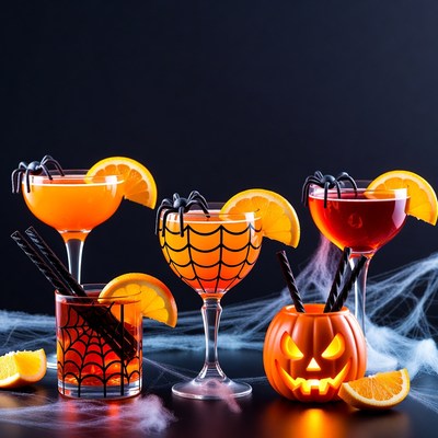 Halloween Cocktails with Spider Webs