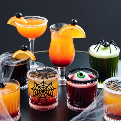 Halloween Cocktails with Spiders and Eyeballs