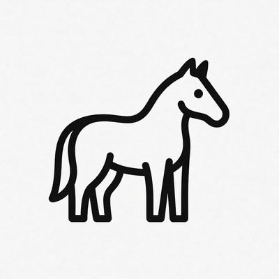 Black line art horse illustration