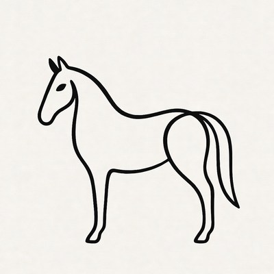 Black line drawing horse