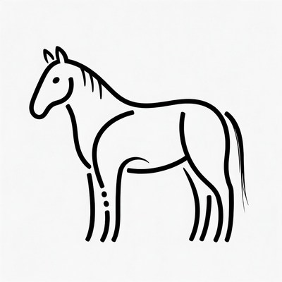 Black line art horse silhouette