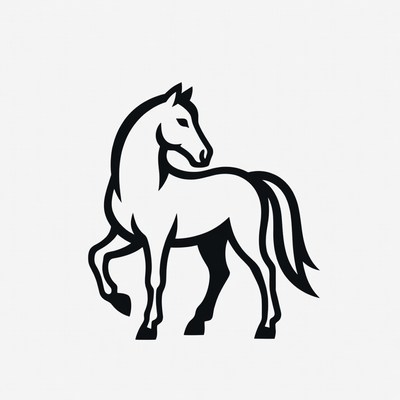 Black silhouette horse standing