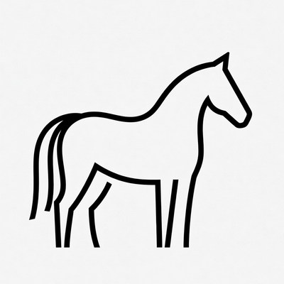 Black line art horse silhouette