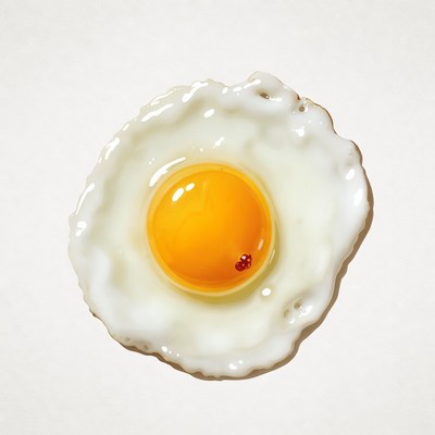 Fried Egg on White Background