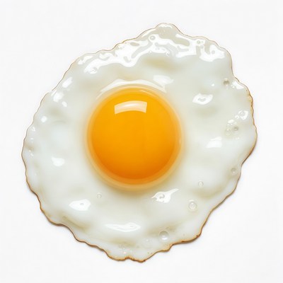 Fried egg on white background