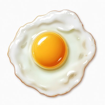 Fried Egg on White Background
