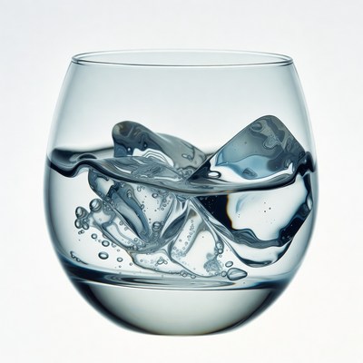 Glass of Water with Ice Cubes