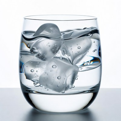 Glass of Water with Ice Cubes