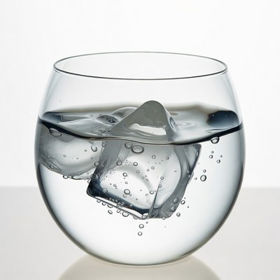 Glass of Water with Ice Cubes