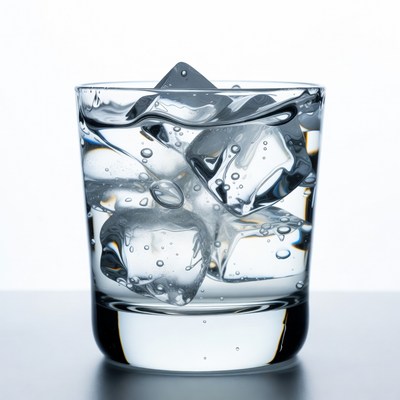 Glass of Water with Ice Cubes