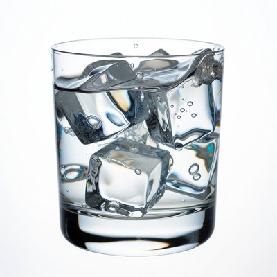 Glass of Water with Ice Cubes
