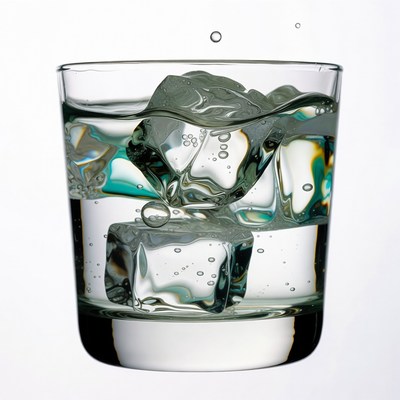Glass of Water with Ice Cubes
