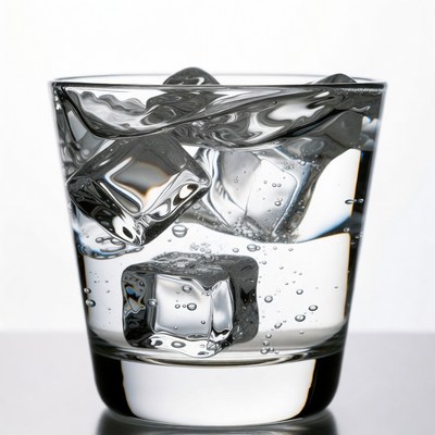 Glass of Water with Ice Cubes