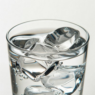 Glass of Water with Ice Cubes