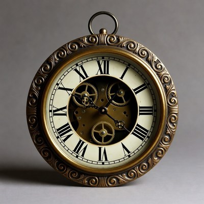 Open-faced pocket watch with gears