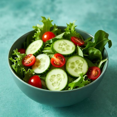 Fresh Salad with Cucumbers and Tomatoes