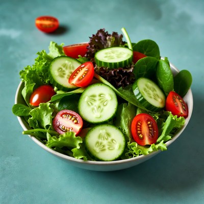 Fresh salad with tomatoes and cucumbers