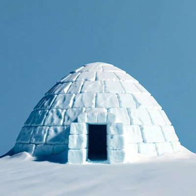 Snowy Igloo on Snowy Ground