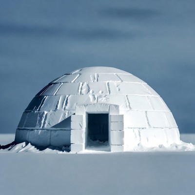 Snowy Igloo on Snowy Landscape