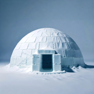 Snowy Igloo on White Background