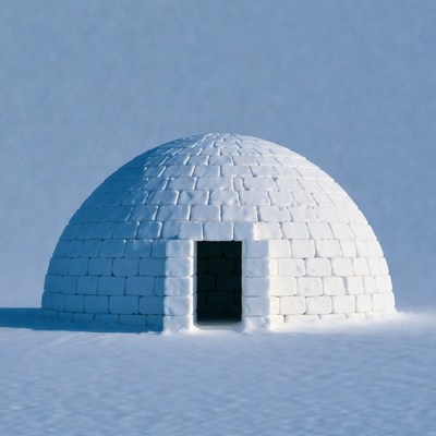 Snowy Igloo with Open Door