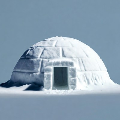 Snowy Igloo on White Background