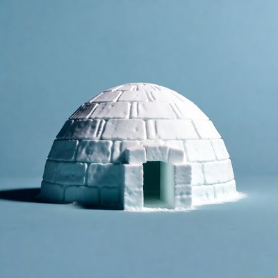 Igloo on blue background