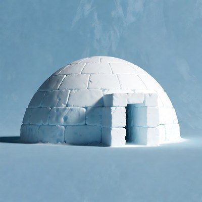 Snow Igloo with Open Entrance