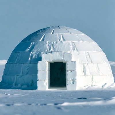 Igloo in snowy landscape