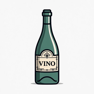 Green Vino Wine Bottle Illustration