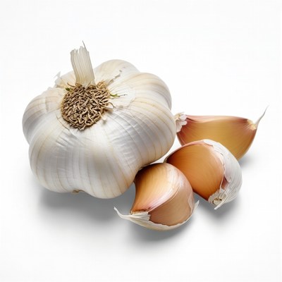 Fresh garlic bulb and cloves