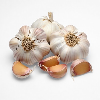 Fresh garlic bulbs and cloves