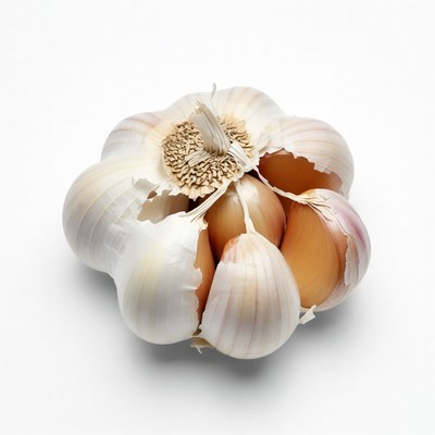 Fresh Garlic Bulb on White Background