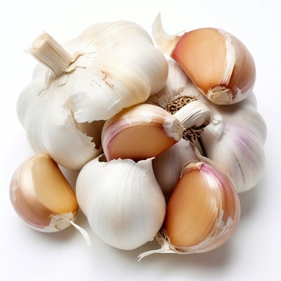 Fresh garlic bulbs on white background