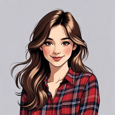 Asian woman in plaid shirt