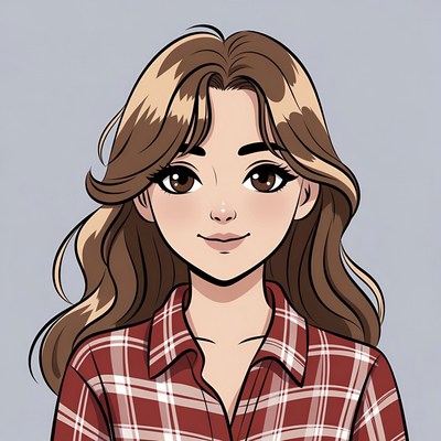 Anime girl with brown hair smiling